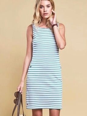 Barbour Dalmore Dress Navy Stripe NEW Size 6